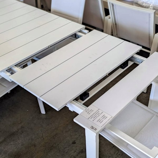 NEW DESIGNER WHITE EXTENDED TABLE SET WITH 8 CHAIRS-$2999628634122481931128