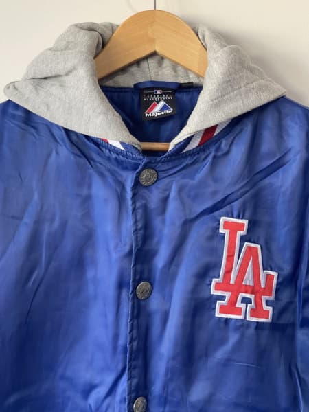 Pre-owned Mlb La Dodgers Letterman Baseball Satin Jacket Stadium Unisex In  Blue