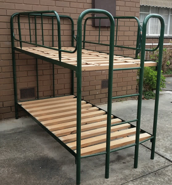 Green Color Metal Frame Bunk Single Bed, Military Bed Frame Single Ikea