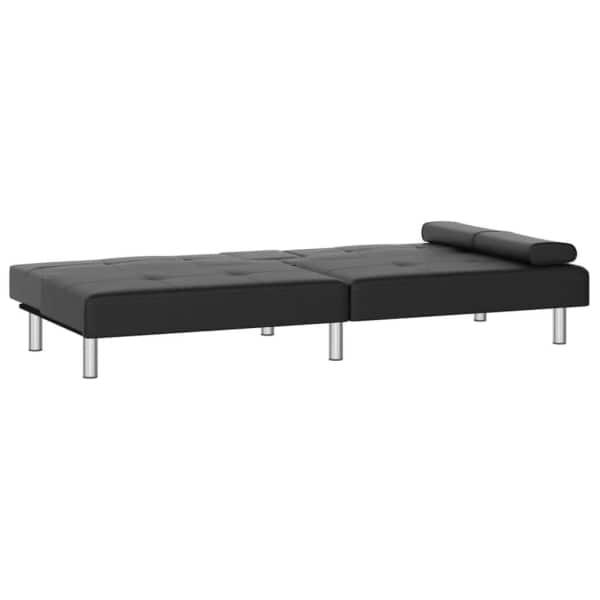 Sofa Bed with Cup Holders Black Faux Leather62863411665025113
