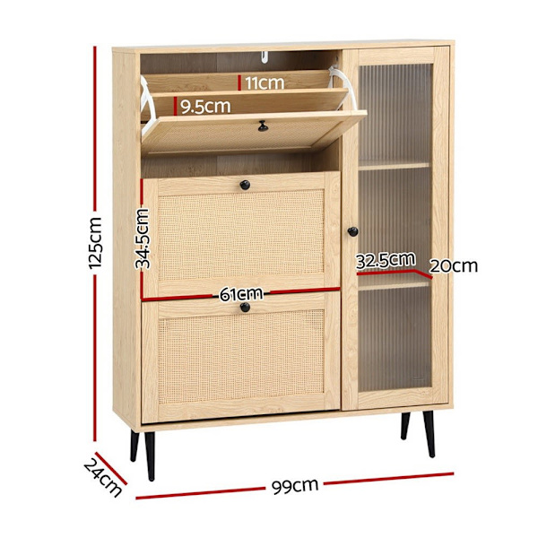 Shoe Rack Cabinet 3 Flip-out Drawers Pine62863406752769113