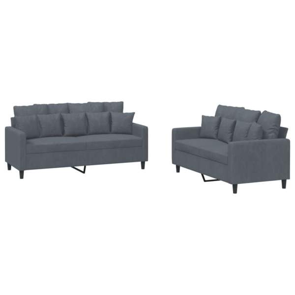 2 Piece Sofa Set with Cushions Dark Grey Velvet62863383341186114