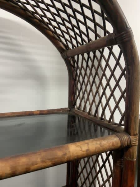 MCM  Bamboo Rattan Cane Glass Hutch Cupboard Room Divider  Bookshelf62863381593602113