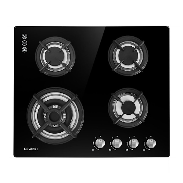 Gas Cooktop 60cm 4 Burner Ceramic Glass Cook Top Stove Hob Cooker LPG63016060476290114