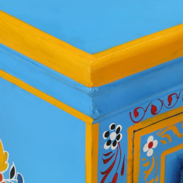Sideboard Solid Mango Wood Turquoise Hand Painted62863408128258112