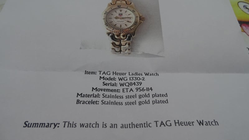 LADIES TAG HEUER WATCH SMALL BAND WG 1330 2 GOLD PLATED BAND TAG