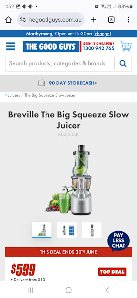 BREVILLE NEW MASTICATING JUICER63023087100929111