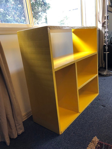 Painted bookshelf, made of hardwood. 62865821076099113