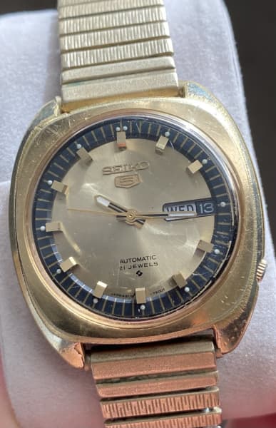 VINTAGE 6319 SEIKO 5 AUTOMATIC GOLD FACE MANS WATCH Watches