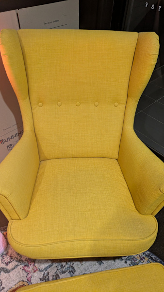 Yellow armchair and ottoman62863405762817111