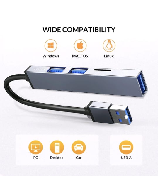 Mini USB Hub, iDsonix 4 Port USB 3.0 Hub, USB Hub Multiport Adapter Al