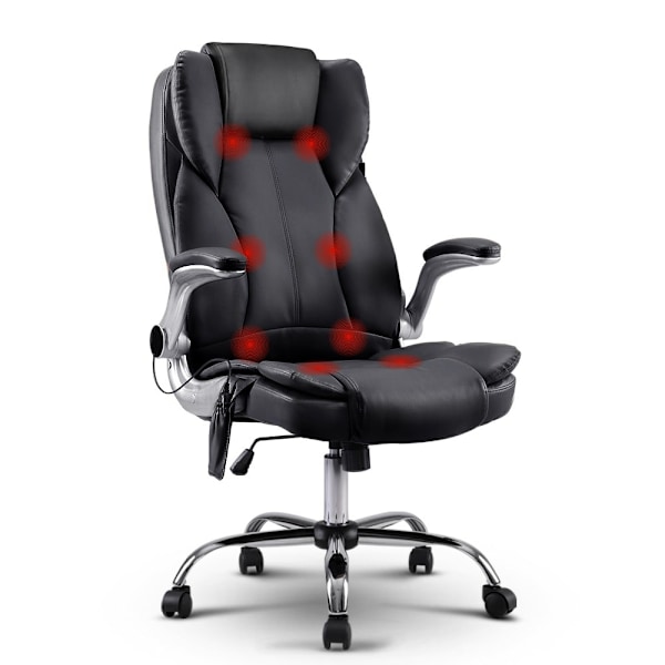 8 Point Massage Office Chair PU Leather Black62863374479233111
