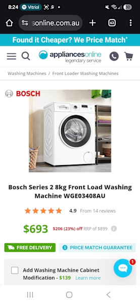 Bosch Front Loader 8kg Washing Machine 63020443604609114