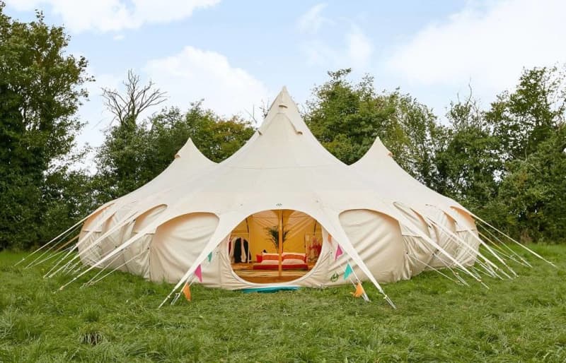 Large Canvas Bell Tent Awning 400 x 240-1 pole By Bell Tent Boutique NOT TENT 