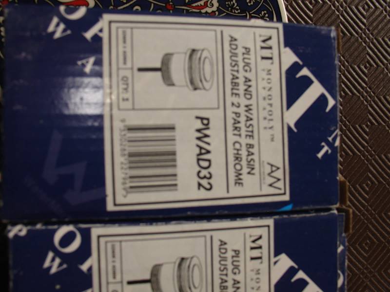 2x BRAND NEW MONOPOLY PO TAPWARE PLUGS AND WASTE BASIN CHROME PLATED.63018620359938111