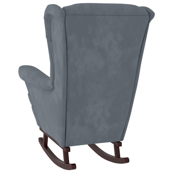 Rocking Chair with Solid Wood Rubber Legs Dark Grey Velvet....62863384865154112