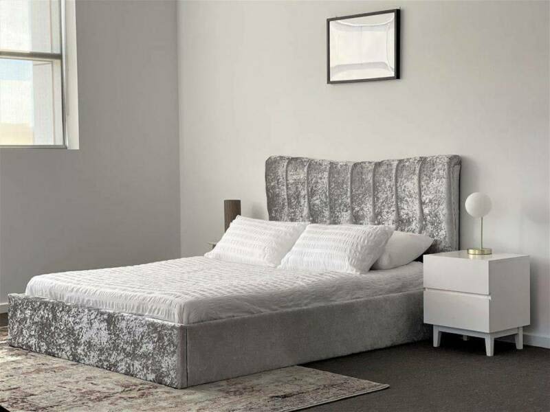 crushed velvet double beds with mattress