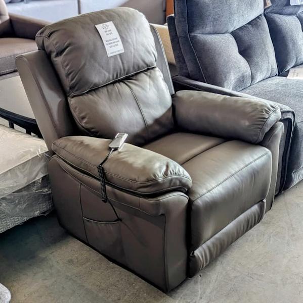 NEW FULL ELECTRIC RECLINER ARMCHAIR GREY LEATHER RRP $189962863840481283111