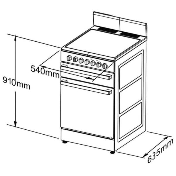 Chef 54cm Freestanding Natural Gas Oven/Stove Model CFG503WBNG (NEW)63018174123779111