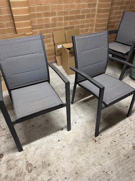 Gunmetal 6 seater Glass top outdoor dining set62863837640706111