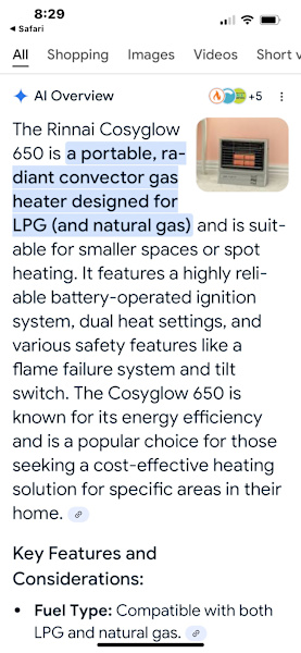 Rinnai Cosyglow 650 LPG63470141241474111