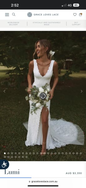 Grace Loves Lace Olive Gown with Chai Colored Lining Wedding Dress