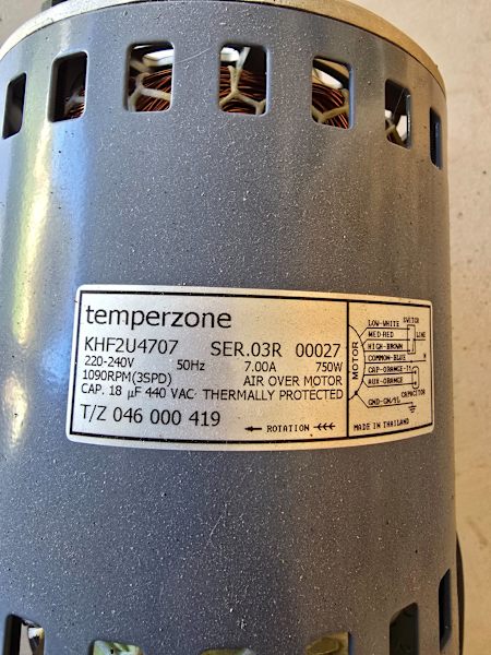 Temperzone fan motor assembly $60063012444897281111