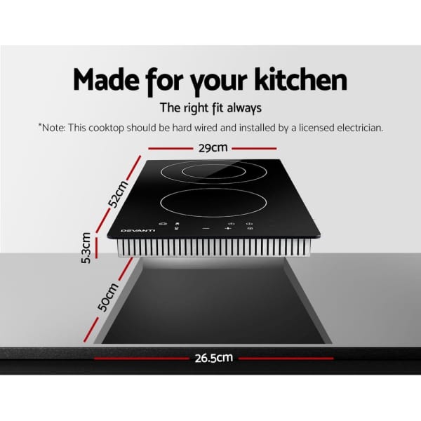 Electric Cooktop 30cm Ceramic Touch Control 3-Zone LED Display63019993577346111