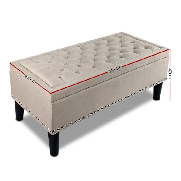 Storage Ottoman Blanket Box 96cm Linen Taupe62863379690498111