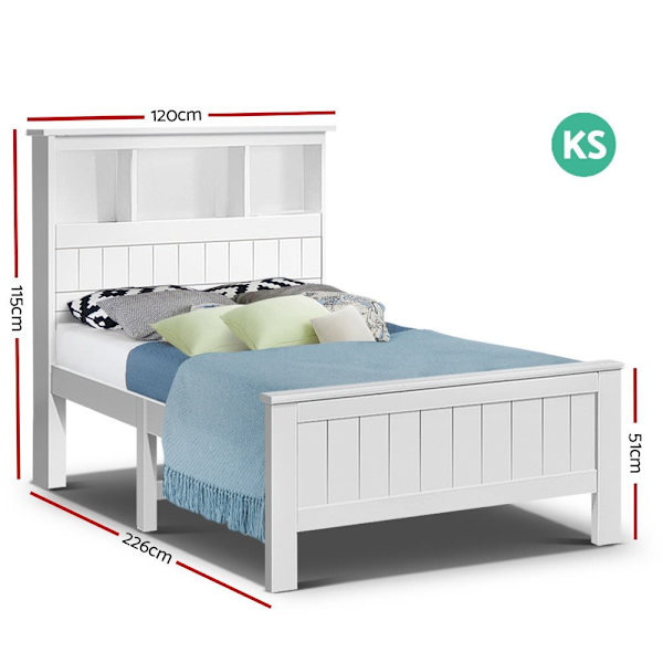 MAJA Eco-Friendly Bed Frame with Storage Headboard - Single Size, Whit62864723182210114