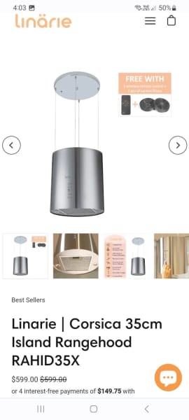 Brand New -  Linarie | Corsica 35cm Island Rangehood RAHID35X63022180075265114