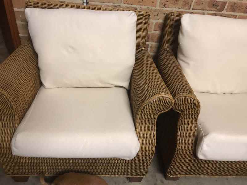 Solid Wicker Cane Lounge 2 seater 2 single armchairs scotch guarded62863410400643111