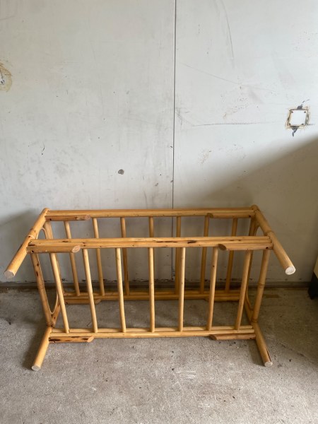 Vintage bamboo cane coffee table with magazine Rack - no glass 62863381237123111