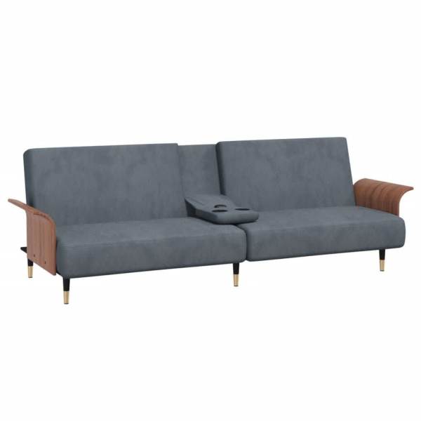 Sofa Bed with Cup Holders Dark Grey Velvet62863383285763112