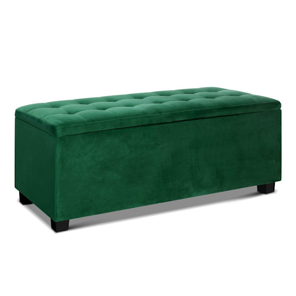 Storage Ottoman Blanket Box 98cm Velvet Green62863383641857113