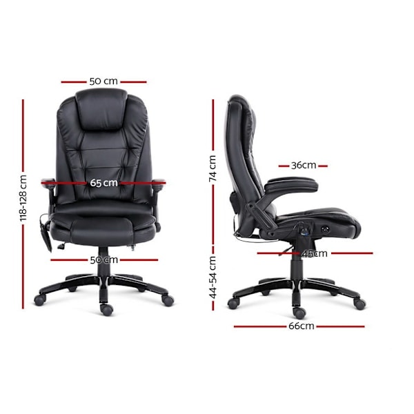 8 Point Massage Office Chair Heated Seat Recliner PU Black62863837966978112