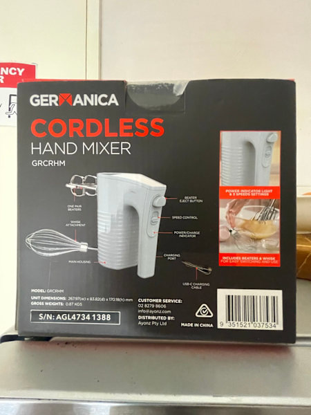 Germanica Cordless Hand Mixer GRCRHM - BRAND NEW63021730748546113