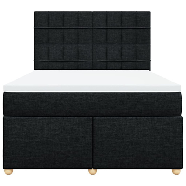 Box Spring Bed with Mattress Black Double Fabric62863838528514112