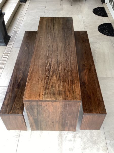 BALINESE DINING TABLE & BENCH CHAIRS (USE OUTDOOR OR INDOOR)628633842768671121