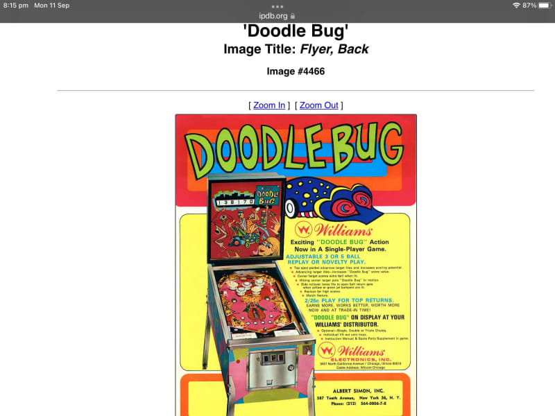 doodlebug pinball machine for sale