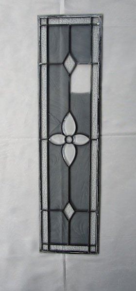 STAINED GLASS PANEL - CLEAR GLASS/SMOKY GREY GLASS - ANTIQUE - DAMAGED630075948152341115