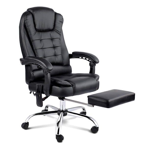 8 Point Massage Office Chair PU Leather Footrest Black62863384920067113