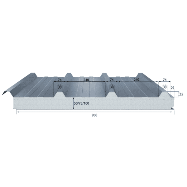50mm Thickness Z Lock Insulated EPS Panel in Monument Color63011176550145113