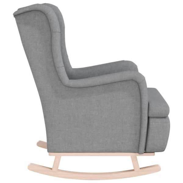 Armchair with Solid Rubber Wood Rocking Legs Light Grey Fabric62863372004226111