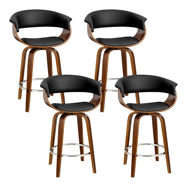 4x Bar Stools Swivel PU Seat Wooden62863410471939114