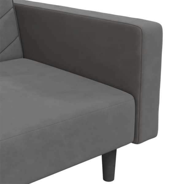2-Seater Sofa Bed with Two Pillows Dark Grey Velvet62863374424833114
