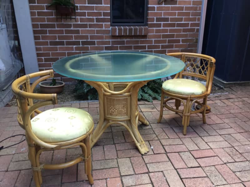 Cane dinning set with brand new upholstery,also can sell separately 62863384511107112