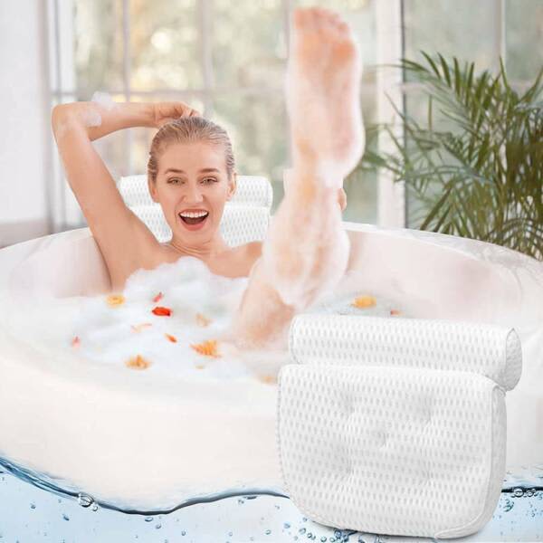 Mesh Headrest Backrest Bathroom Bathtub Pillow Non-Slip Cushioned Bath Tub  Spa Pillow With Suction Cups Bath Cushion