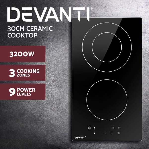 Electric Cooktop 30cm Ceramic Touch Control 3-Zone LED Display63019993577346112