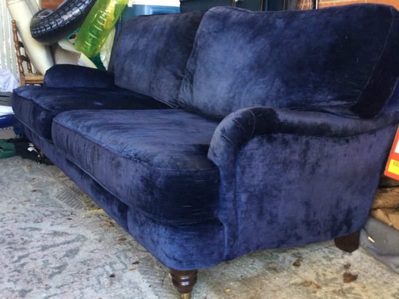 Couch, Laura Ashley, blue velvet, 2.5 seater62863371161475112